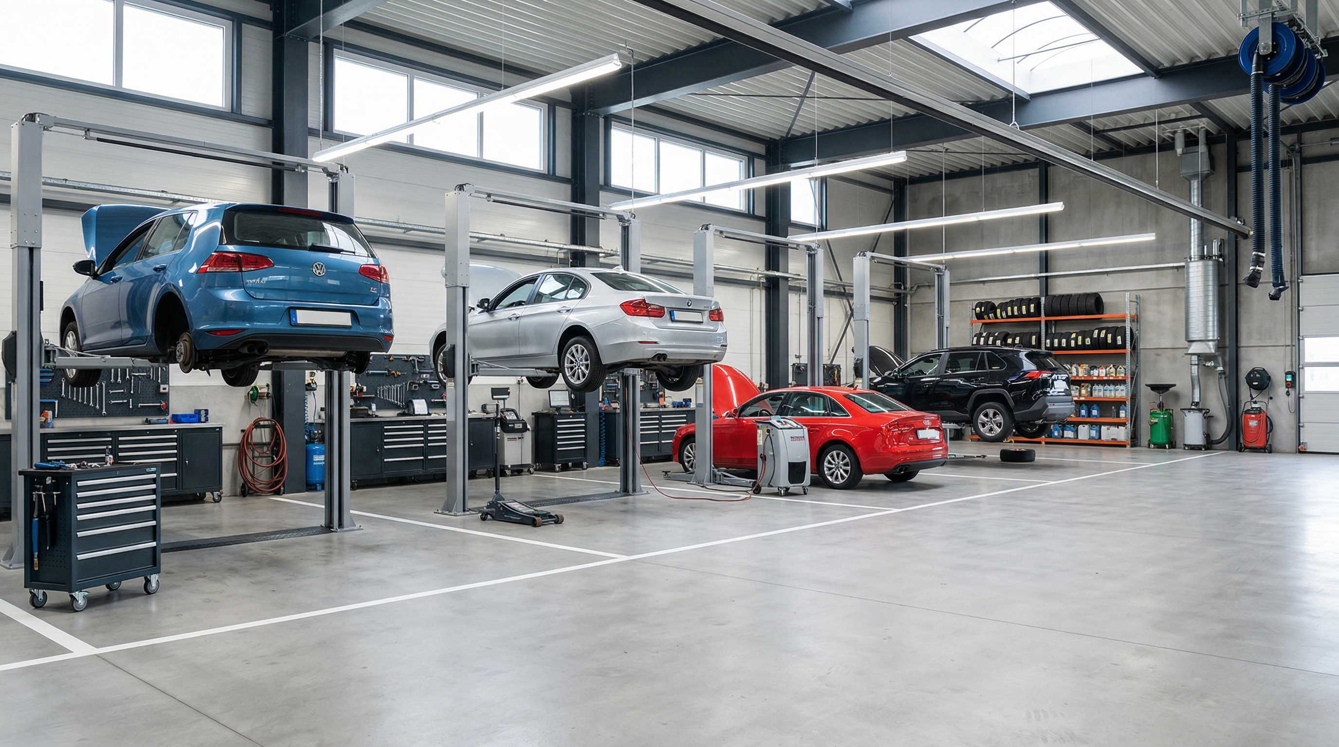 Auto dealership service bay