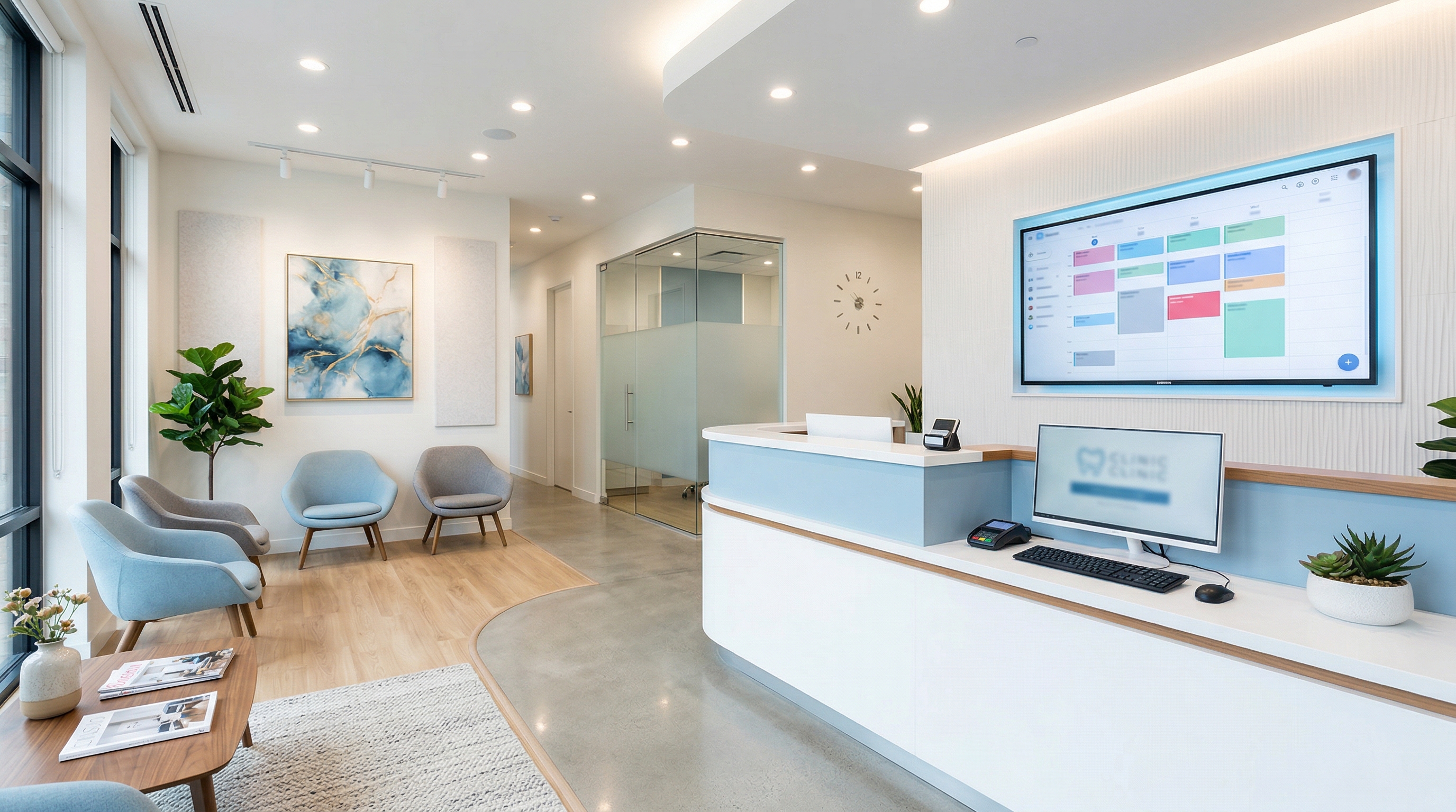 Modern dental office reception