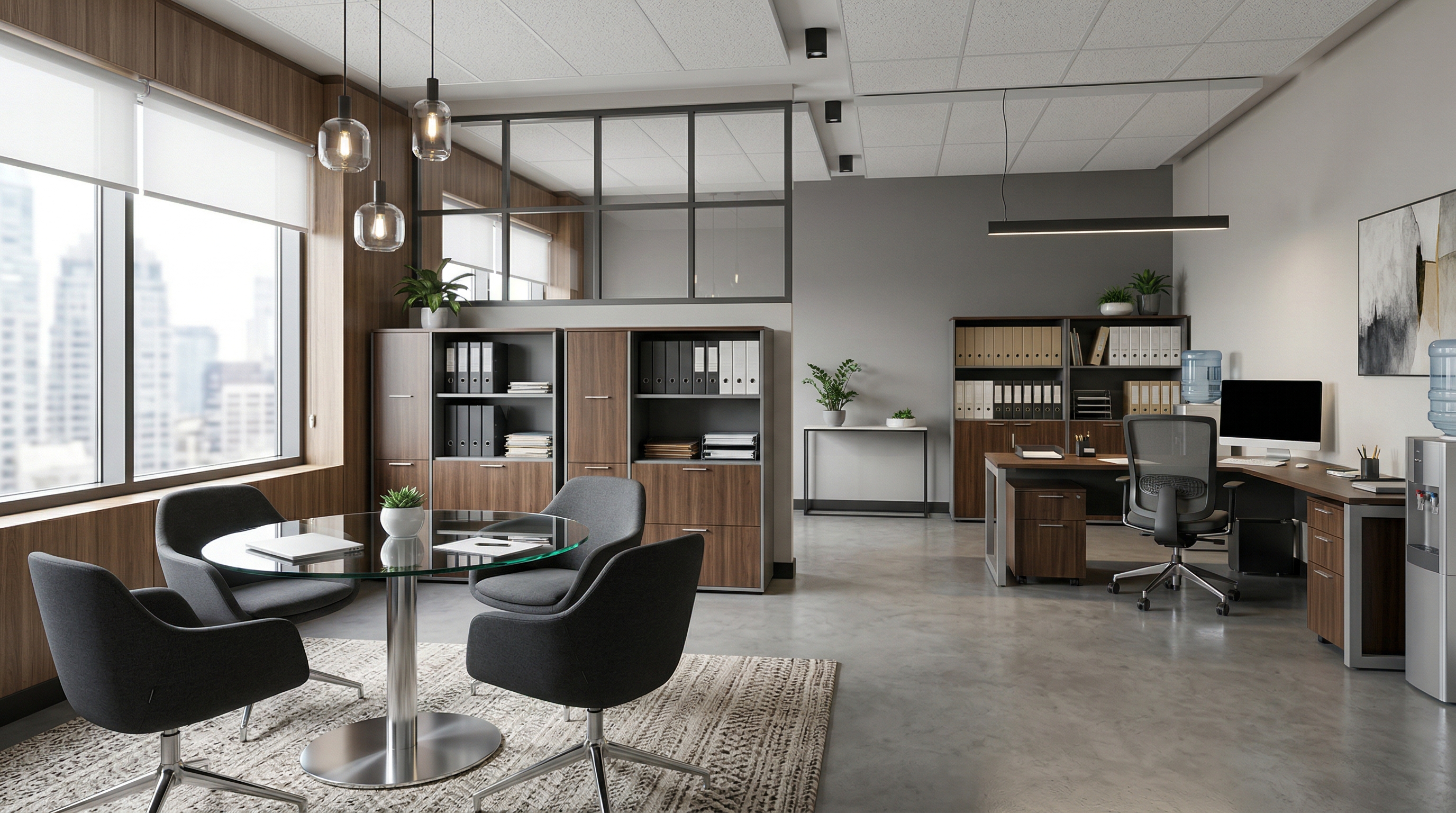 Insurance office client meeting area