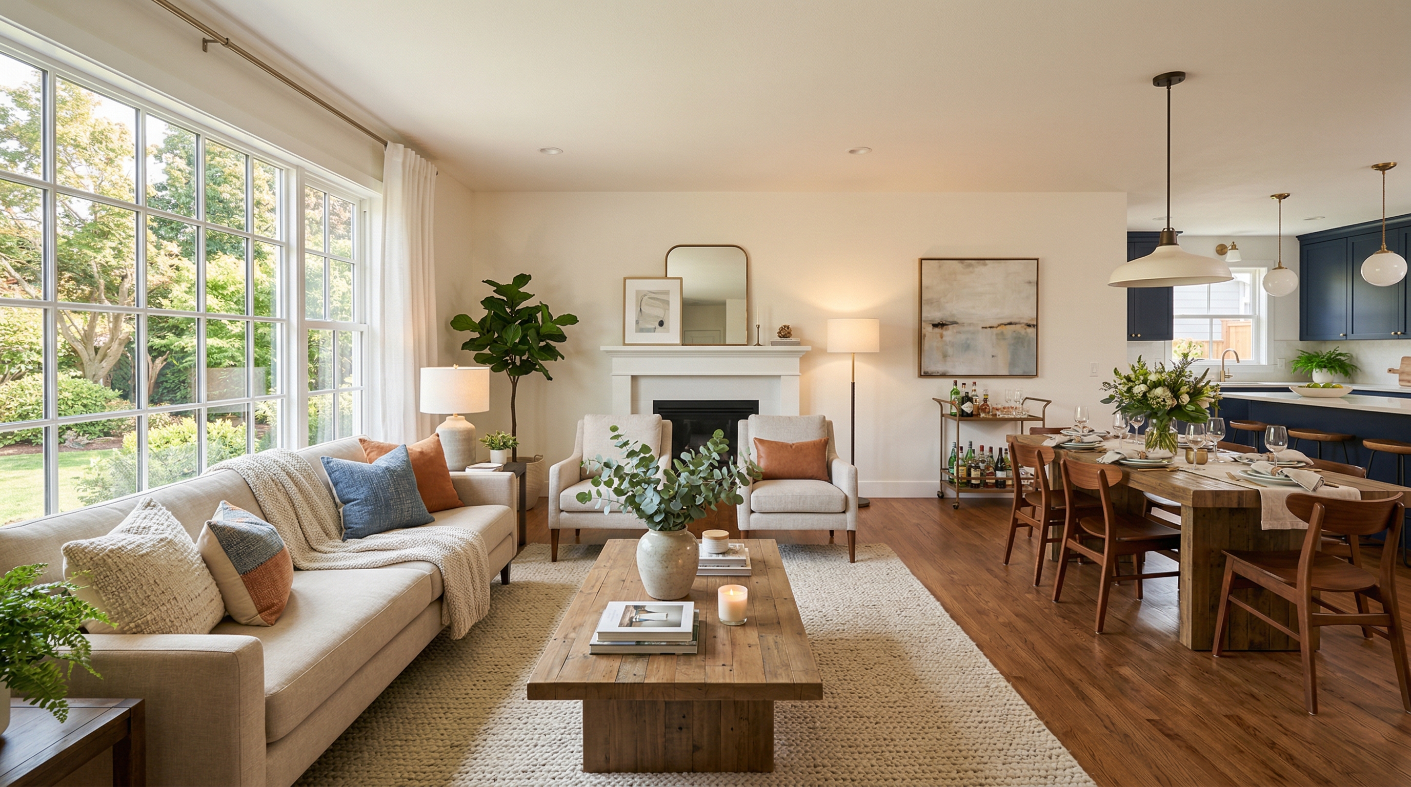 Staged home interior for open house