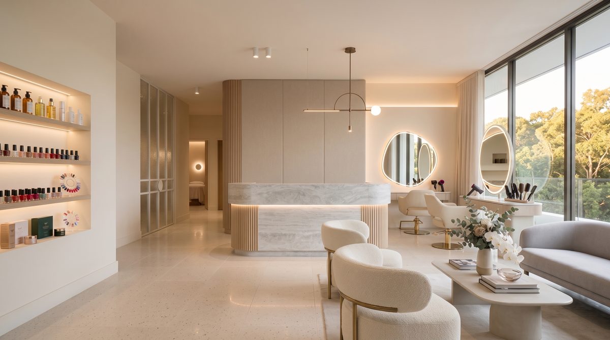 Modern hair and nail salon interior